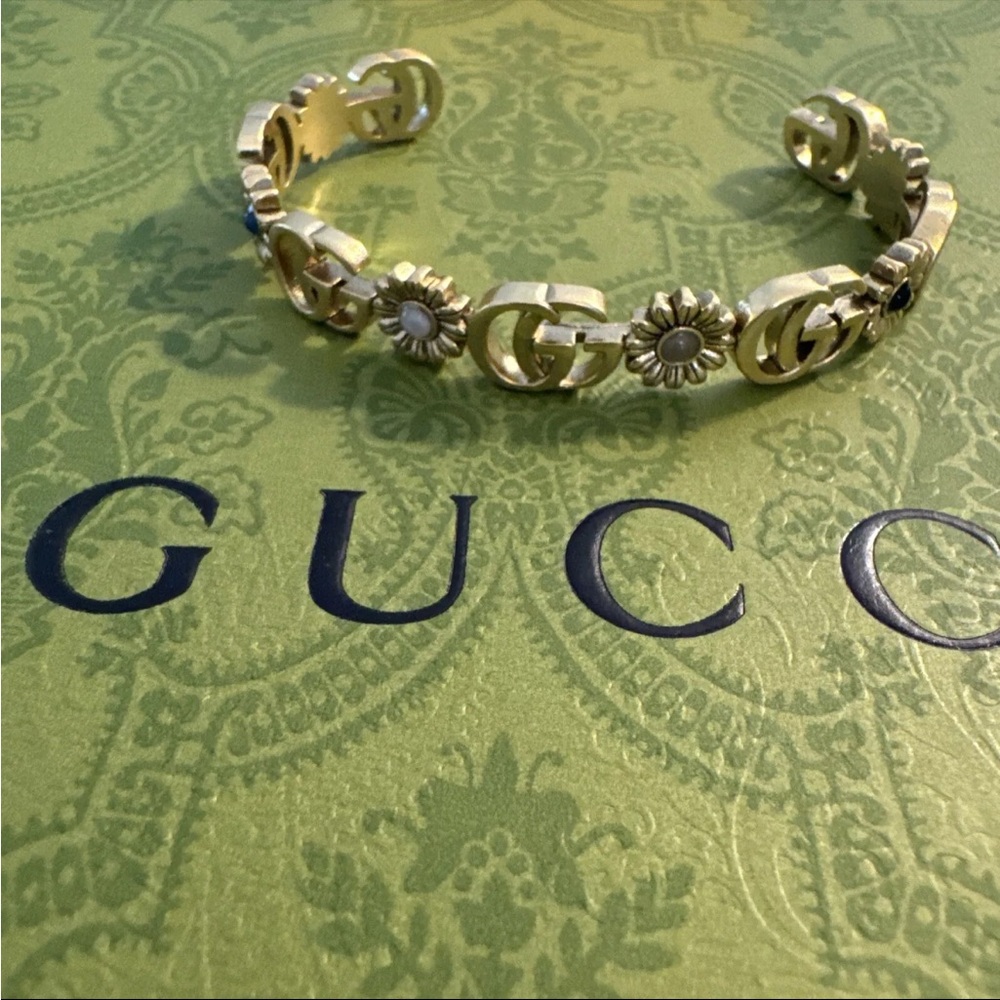 Gucci Marmont Gold Tone Floral Bracelet